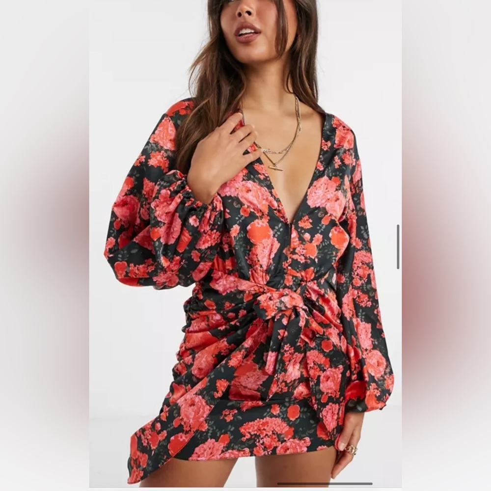 ASOS Design knot front mini dress in Dress Floral.